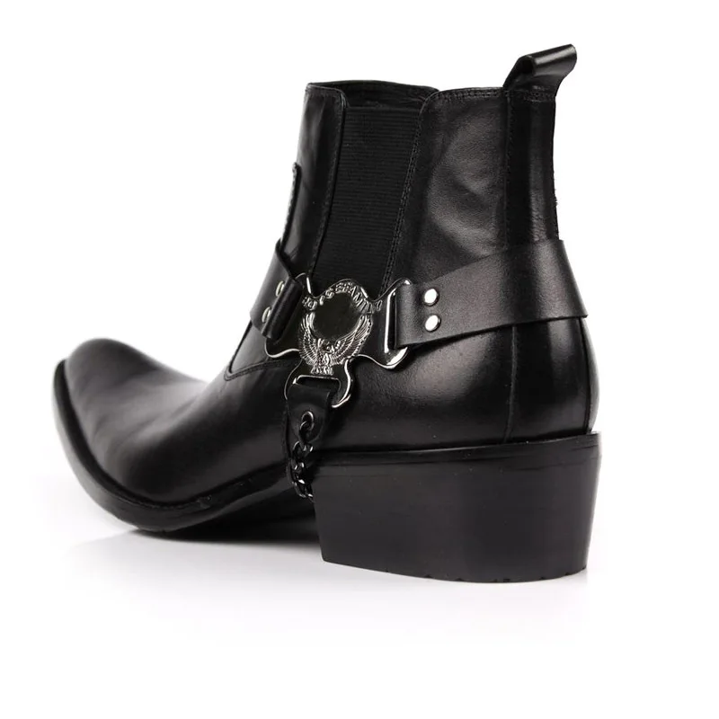 

Martin Lun Pointed-Toe Ankle Boots Trend Korean-style Men's Boot Sleeve Cowboy Boots MEN'S SHOES Hight-top Genuine Leather MEN'S