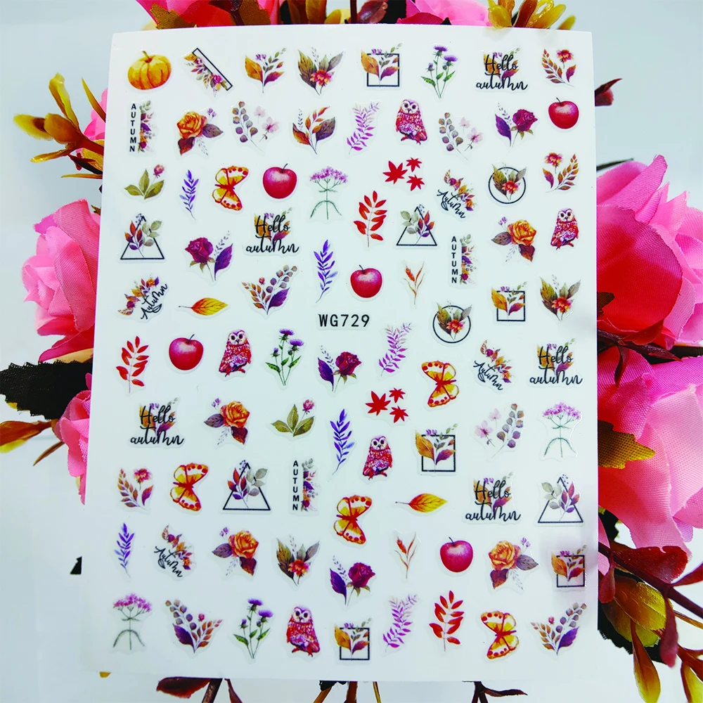 

New 3D Nail Sticker Rose Flowers Leaf Owl Cute Sliders Stickers for Nails Art Decoraciones Foil Design Manicure Accessories