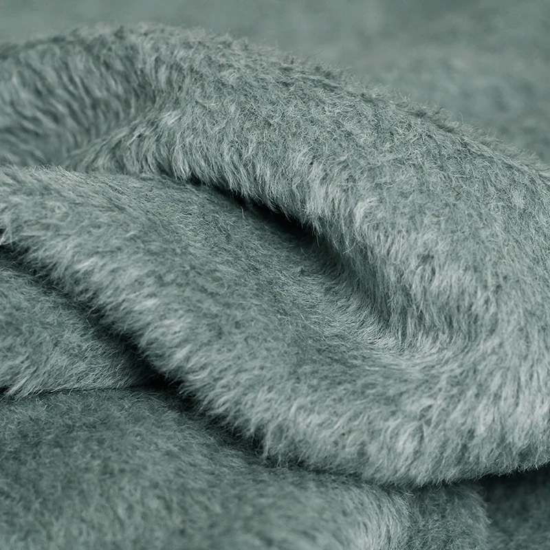 Suli Шерсть альпака серо-зеленый флис односторонняя шерстяная ткань для зимних платьев