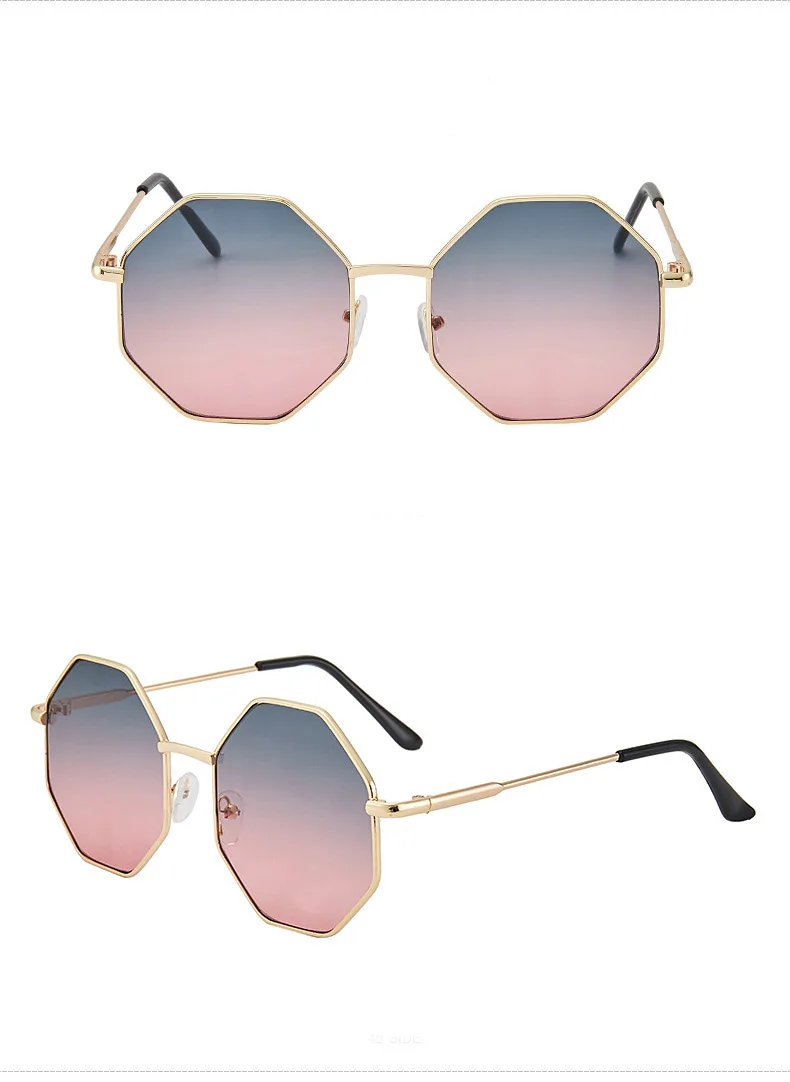 sunglasses for women Vintage Metal Hexagonal Sunglasses Women 2021 Brand Designer Driving Gradient Fake Sun Glasses Oversized rectangle sunglasses