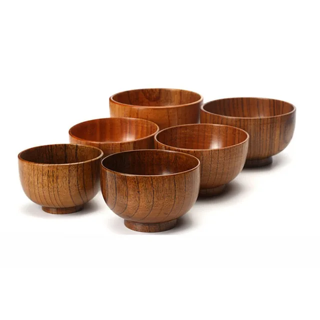 Japanese Style Wooden Bowl Natural Wood Bowl Tableware for Fruit Salad Noodle Rice Soup Kitchen Utensil Dishes 7 Sizes 3