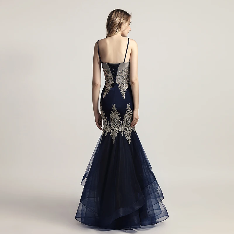 Vestido de festa, последние стили, Элегантное Длинное платье русалки для выпускного вечера, вечерние платья с вышивкой на тонких бретельках, вечернее платье LSX462