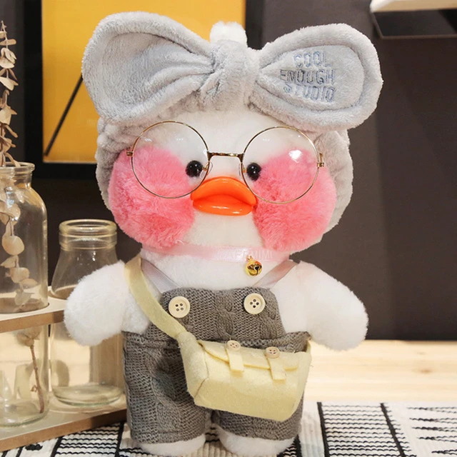 Pato Lalafanfan Branco DIY Kawaii com Roupa - Arrasaplay