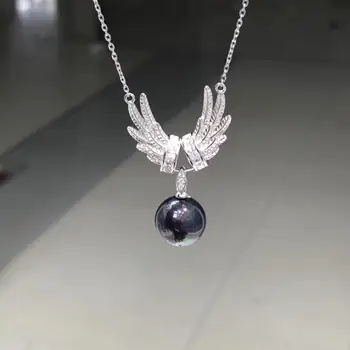 

Angel Wing 925 Sterling Silver Necklace Set Findings Jewelry Base Settings Mountings Parts for Akoya Edison Pearls, Coral, Jade