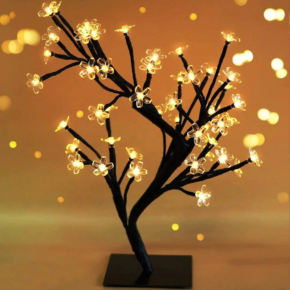 48/36LED Cherry Plum Blossom Tree Light Table Lamps Night light for Home Indoor Bedroom Wedding Party Bar Decoration USB Plug | Лампы и