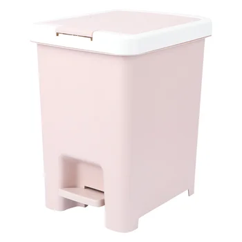 

1Pc Press-button Pedal Trash Can Stylish Plastic Square Kitchen Living Room Silent Large Capacity Garbage Can