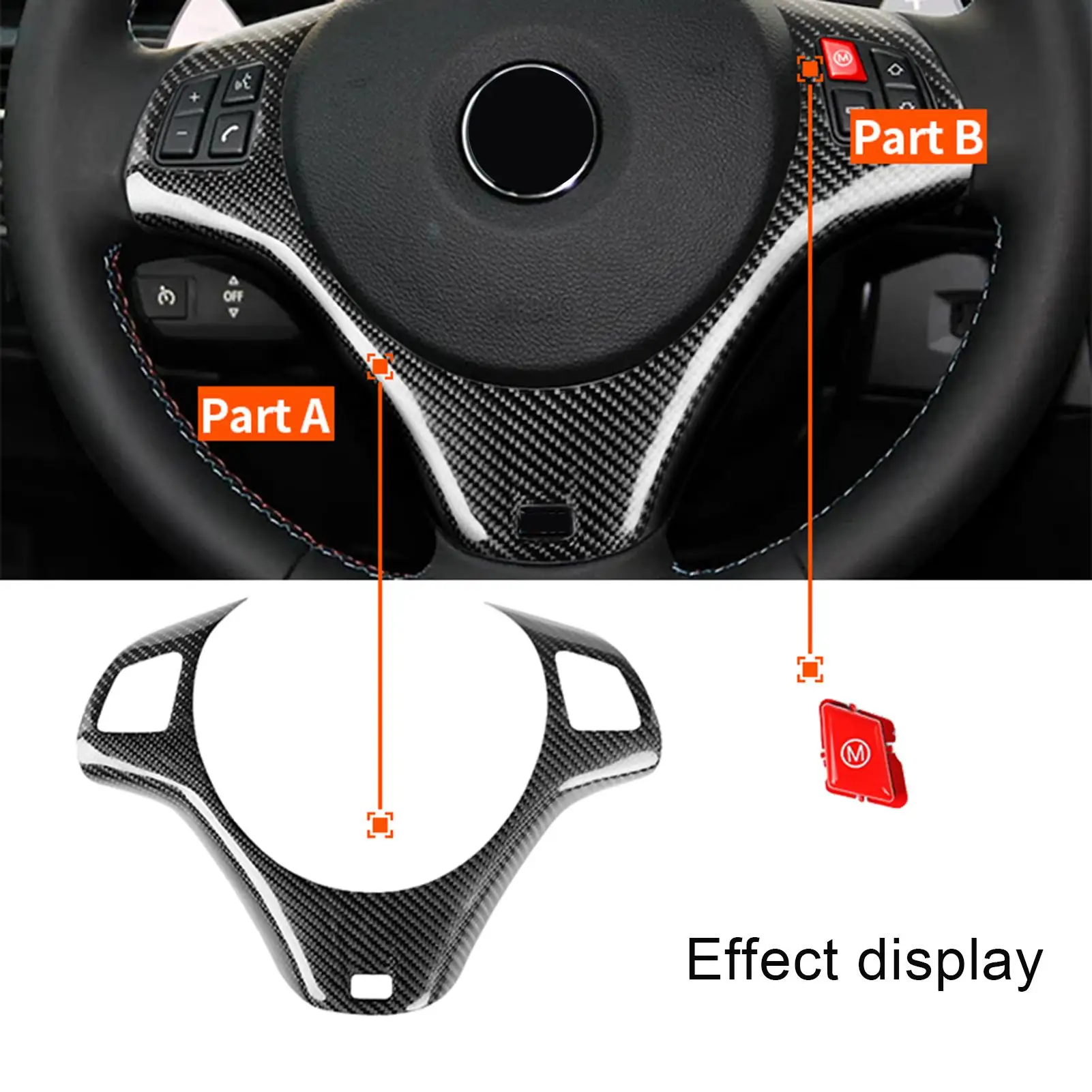 

Steering Wheel Trim Decor Cover Sticker Suitable for BMW 3 Series E90 M3 Sedan 2007-2011