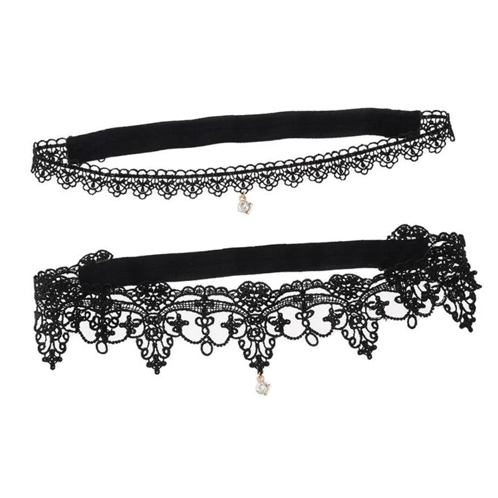 2Pcs/Set Women Black Sexy Lace Leg Ring Thigh Circle Wedding Bridal Lace Garter Underwear Accessories for Bride Stretch Prom