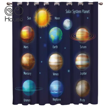 

Galaxy Solar System Planet Window Treatments Curtains Valance Living Room Bedroom Kitchen Indoor Kids Curtain Panels Curtains