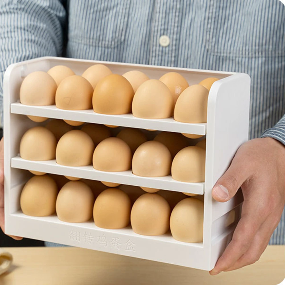 30 Slots Egg Storage Box Portable Egg Storage Rack Holder Container Eggs Keep Fresh Home Kitchen
