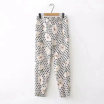 

Women 2019 New Design Spring Long Pant Printing High Waist Female Ladies Pants Trousers