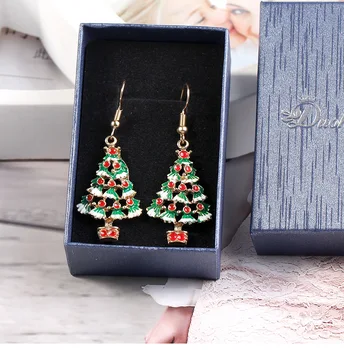 

New Christmas Decorations Christmas Tree Pendant Earrings Snowman Drop Earrings European and American Cute Doll Earrings Gifts