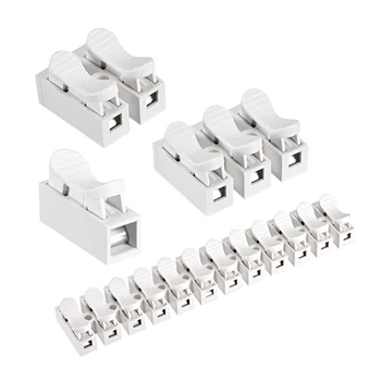 

uxcell Spring Wire Connectors Quick Connector Press Type Terminal Barrier Block White for Lighting Power Automotive Wiring