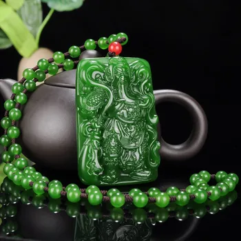 

CHINESE GREEN JADE GUAN GONG PENDANT WARRIOR NECKLACE CHARM JEWELLERY FASHION ACCESSORIES HAND-CARVED AMULET GIFTS FOR WOMEN HER