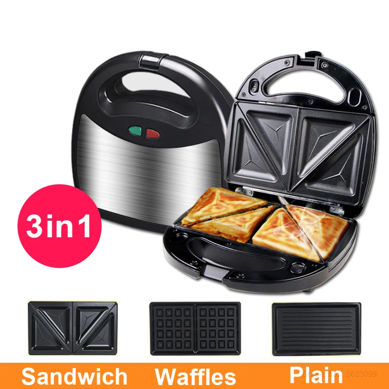 

3 in 1Waffle Maker 750W Household Electric Mini Waffle Sandwich Machine Multifunctional Toaster Baking Breakfast Maker