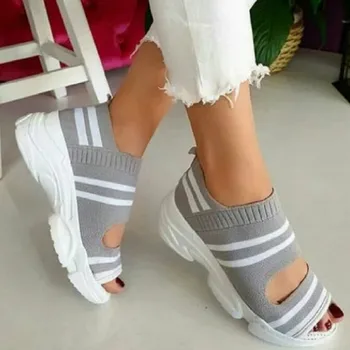 

Summer Women Sandals Open Toe Wedges Platform Ladies Shoes Knitting Lightweight Sneakers Sandals Big Size