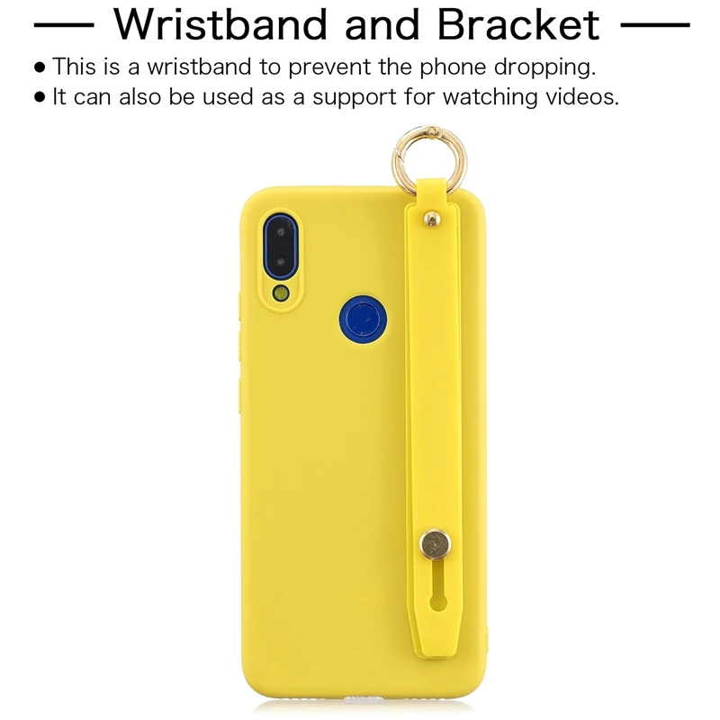 Candy Wrist Strap Hand Band Silicon Case For Redmi 4X 5A 6 6A 7 Go 6 Pro S2 5 Plus 6X Note 4X 5 6 7 8 K20Pro 7A Stand Ring Cover