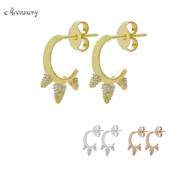

Moonnory New Real 925 Sterling Silver Earrings Trendy Jewelry Stud Earrings for Women Simple Zircon CZ Plant Cactus Earrings
