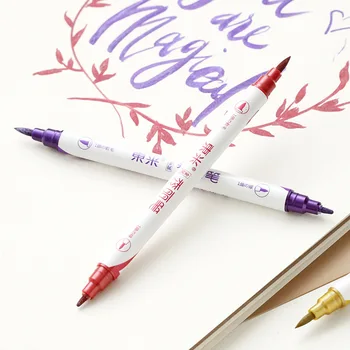 

10 Color Calligraphy Brush Pen Multifunction Double Head Marker For Drawing Hand Account Pens Practice Writing Pen Copic Markers