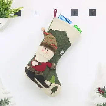 

Christmas Christmas Stockings for Family Sets of 3, Large Plush Character 3D Reindeer Santa Claus Snowman Snowflake Design Bags,
