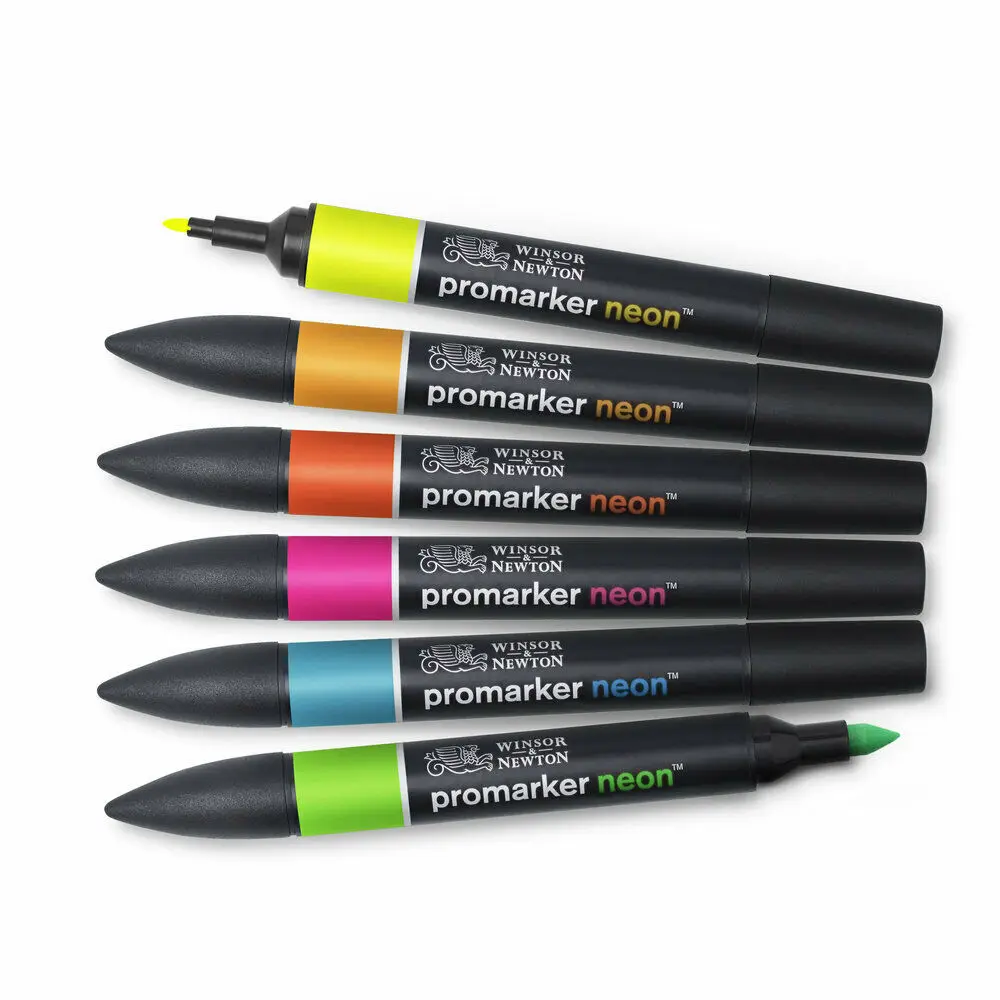 Winsor & Newton Promarker Neon Art Markers 6 Colors Highlighter Fluorescent  Colors - AliExpress