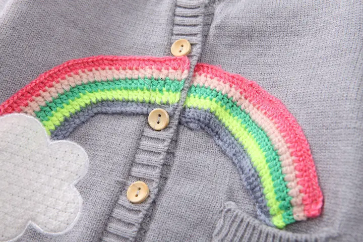 Новые детские свитера свитер для девочек с радугой хлопковый трикотажный кардиган зимний свитер для младенцев детская одежда пальто для девочек
