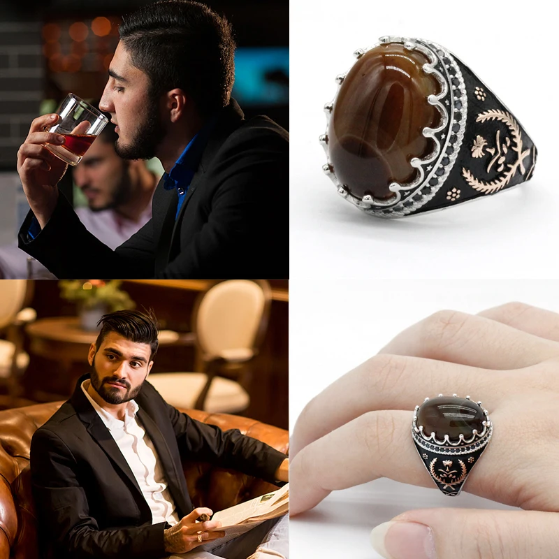 Arabic Seal Men Ring Islamic Jewelry Black Stone OnyxSoldier Sword Muslim  Gift | eBay