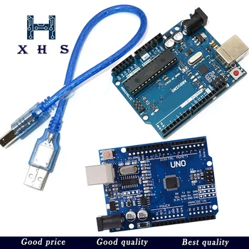 

1 Set UNO R3 Official Box ATMEGA16U2+MEGA328P Chip For Arduino UNO R3 Development board + USB CABLE CH340G+MEGA328P Chip