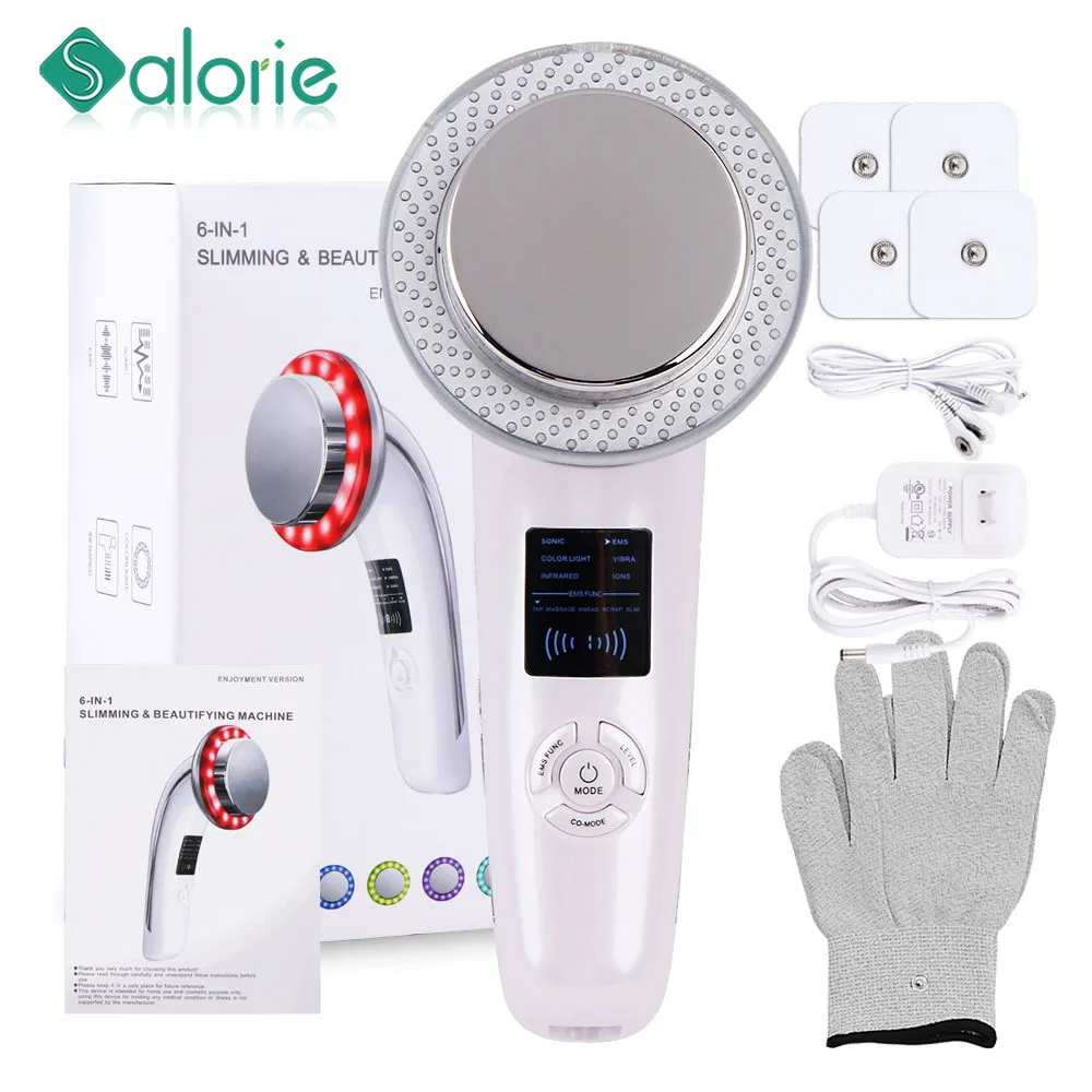 6 in 1 EMS Ultrasound Cavitation Slimming Massager Weight Loss Lipo Anti Cellulite Fat Burner Galvanic Infrared Ultrasonic