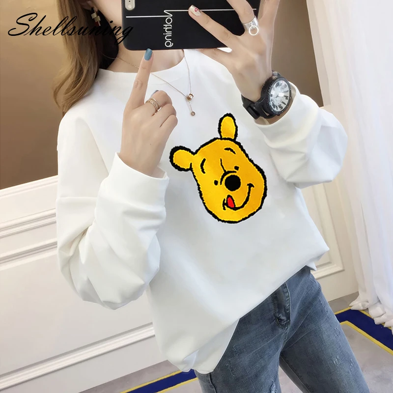 

Shellsuning Sweatshirt Women Femme Tops Cartoon Printed Hoodies Harajuku Long Sleeves Pullovers Casual Clothes Winnie The Pooh