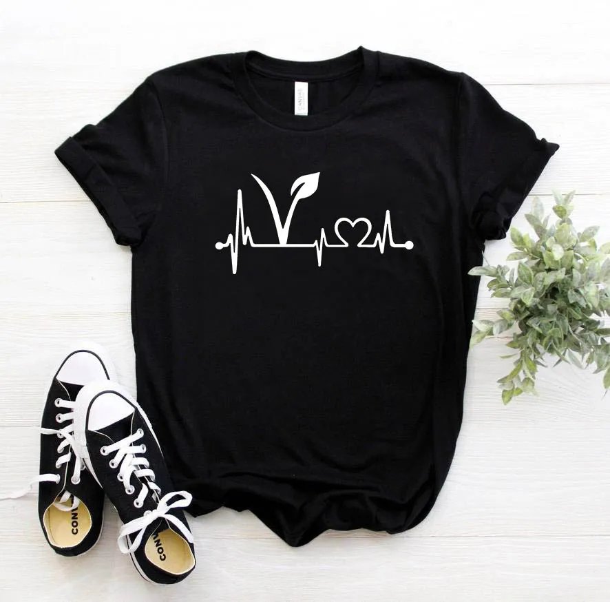 

Vegetarian vegan Heartbeat Lifeline Women Tshirt Cotton Funny t Shirt For Lady Girl Top Tee Hipster Tumblr Drop Ship HH-349
