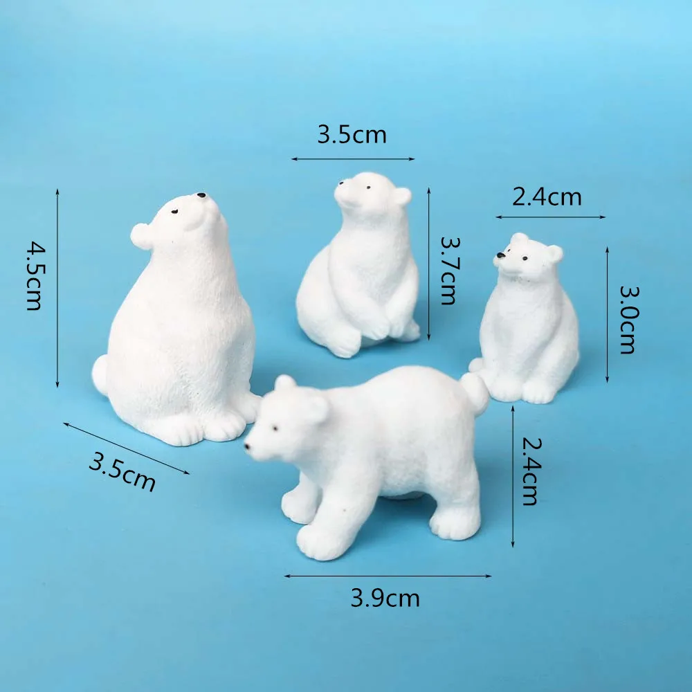 Polar Bear Family Animal Snow House Figurine Ornament Garden Fairy Decor Glass DIY Accessories