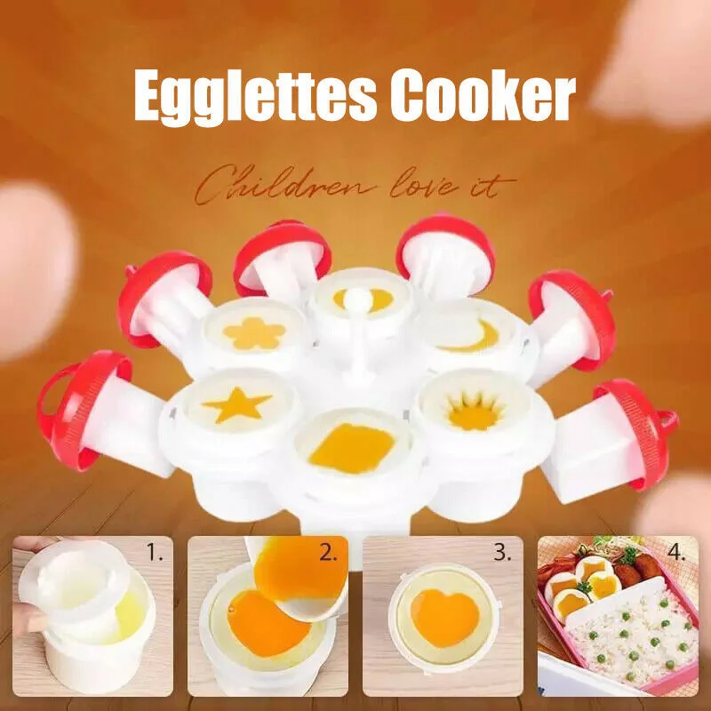 

6PCS Egg Cooker Pancake Maker Mold Egg Shaper Omelette Nonstick Tool