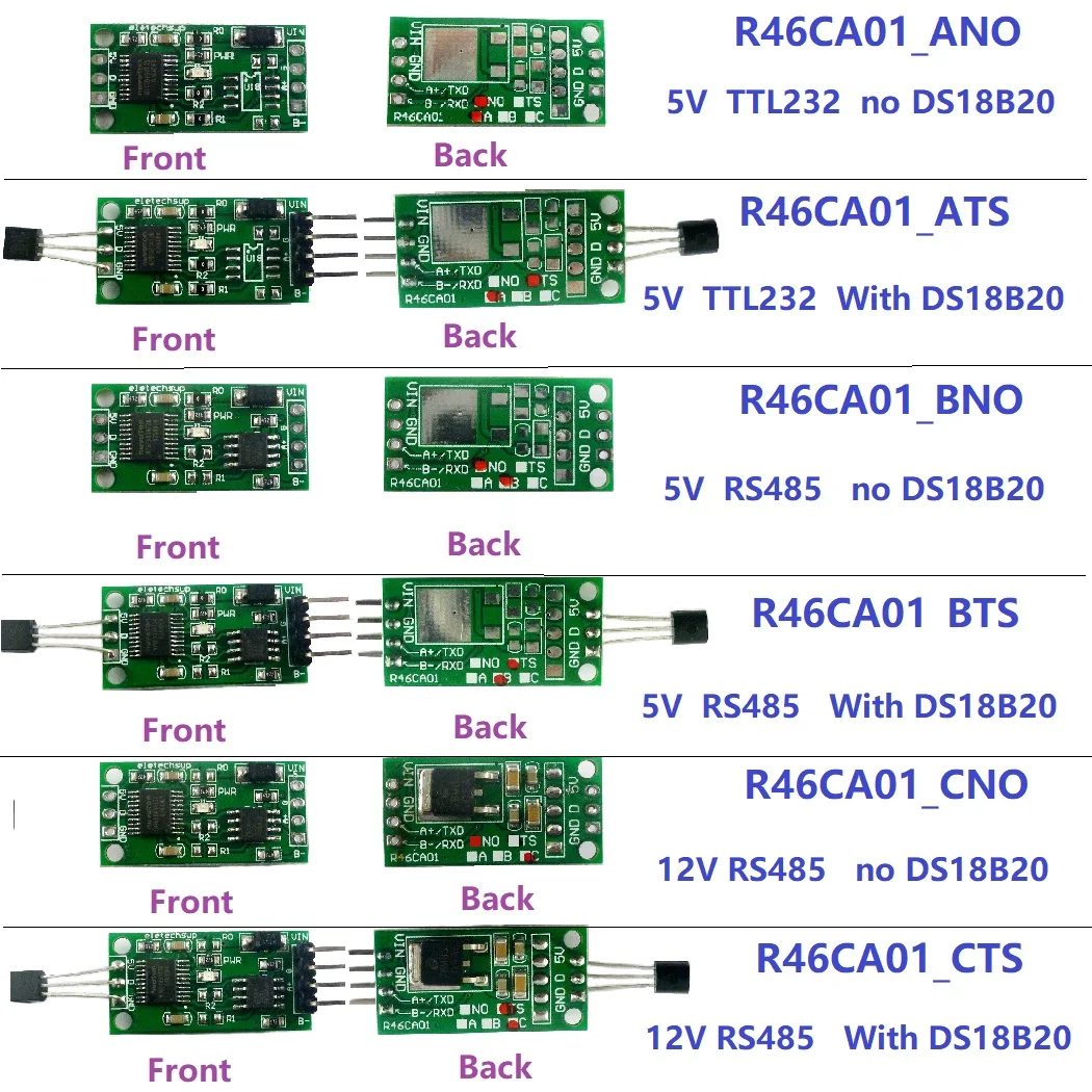 5x R46CA01 Modbus датчик измерения температуры DS18B20 RS485 плата последовательного