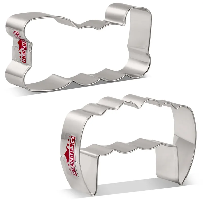 

KENIAO Halloween Cookie Cutter Set - 2 Piece - BOO! and Vampire Teeth Sandwich Biscuit Fondant Cutters - Stainless Steel