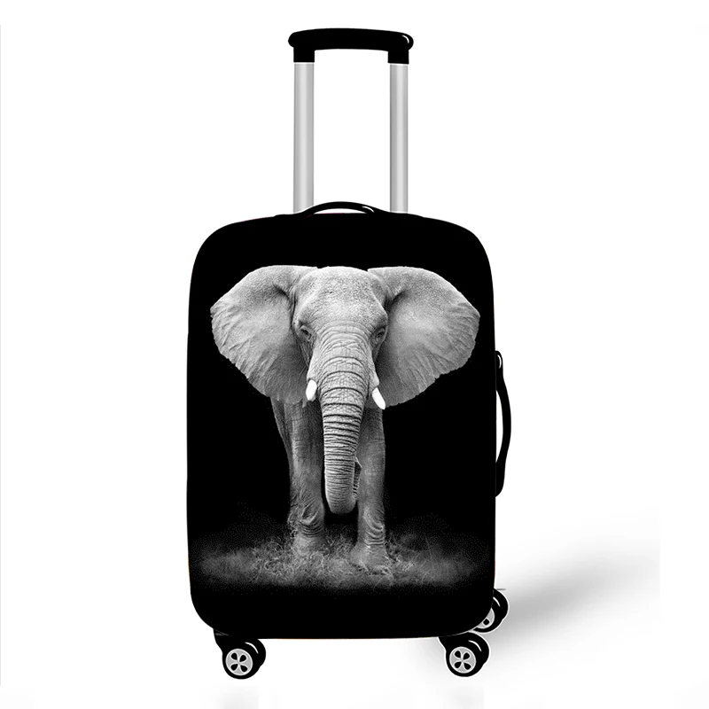 Black White Animals Zebra Elephant Travel Suitcase Protective Cover Luggage Decorate Accessories Elastic Luggage Practical Cover