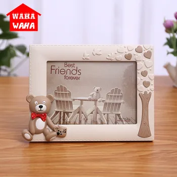 

High Quality Glass Cute Cartoon Photo Frame Table 7 Inch Bear Transverse Vertical Version of Simple Baby Photo Home Decoration