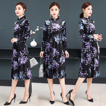 

Gold Velvet Dresses For Women Plus Size Vintage Luxury Women Dress Vestidos Mujer Ladies Dresses Vestidos De Fiesta Robe Femme