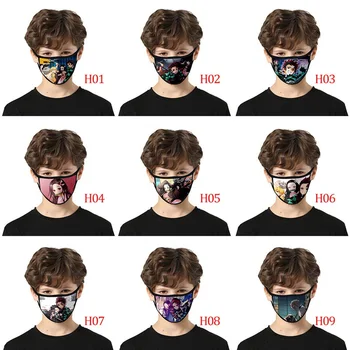 

1PC Cartoon Printed Mouth Mask Anime Demon Slayer: Kimetsu no Yaiba Cotton Reusable Cover Breathable Face Mask Washable Dropship