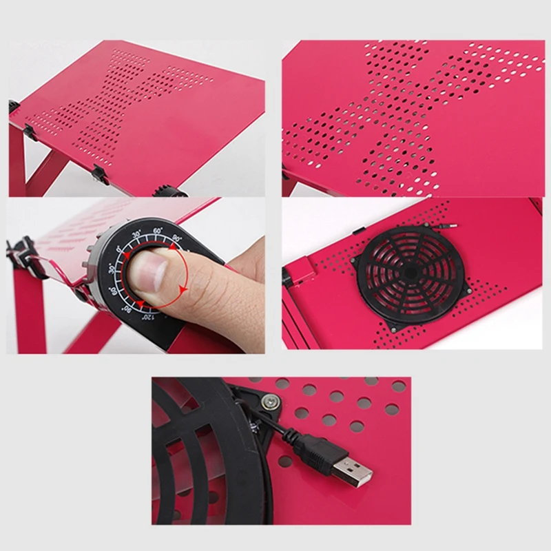 360 Degree Aluminum Adjust Height Laptop Notebook Desk Table+Cooling Fan+Mouse Pad Ergonomic Portable TV Bed Laptop Desk
