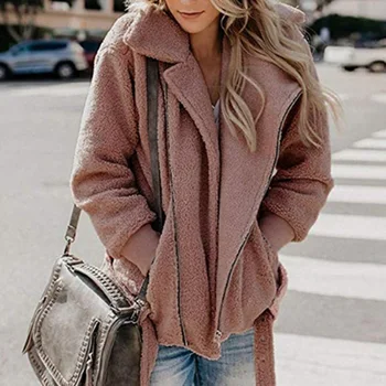 

Women Faux Fur Coats Winter Solid Fashion Open Point Outwear Female Long Sleeve 2019 Fashion Warm Thick Fluffy Jacket Coat