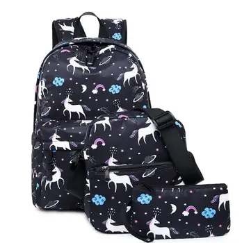 

3pcs backpack Children School Bags For Girls Boys Canvas SchoolBag Fashion Kids Backpack Teenager Rucksack Cute backpack child