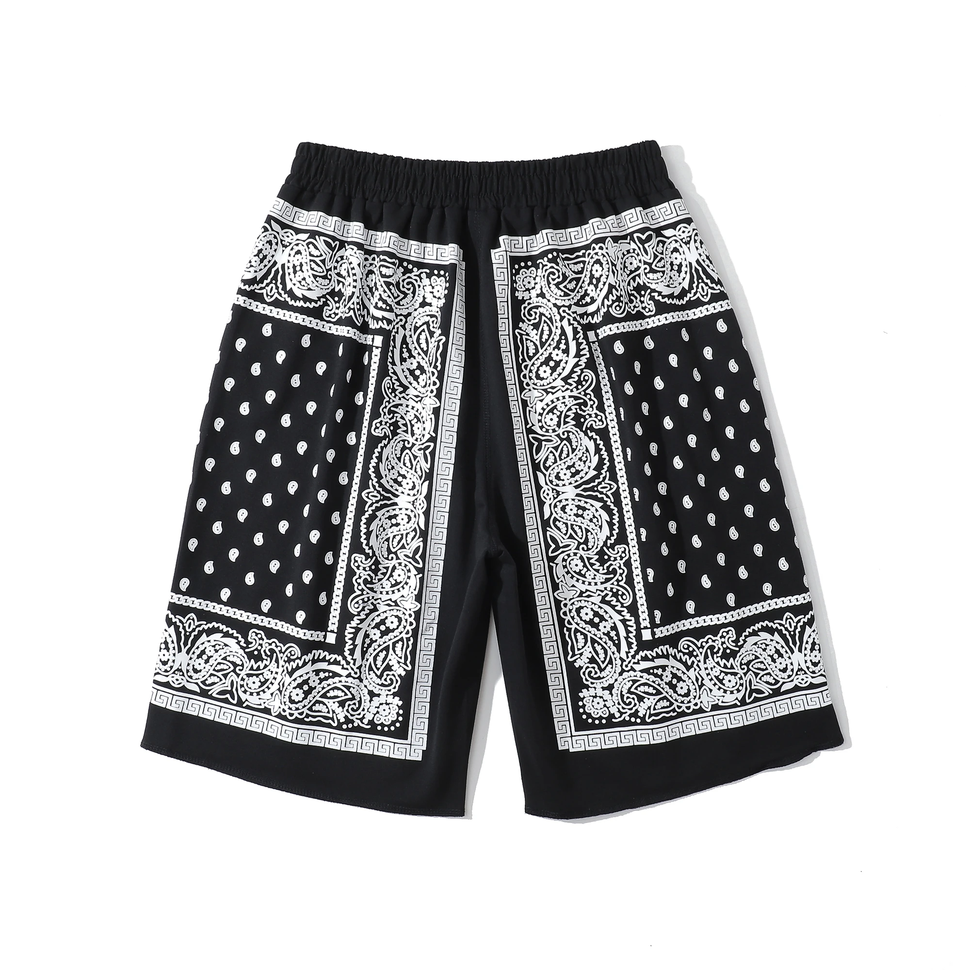 Pantalones cortos estampados de cintura para hombre, pantalón corto de Skateboard, estampado de Bandana blanco y negro, gran oferta, Verano|Pantalones cortos| - AliExpress