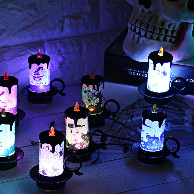 

2pc New Arrival Halloween Decorative Props LED Electronic Candle Lamp Table Decoration With Button Batteries Christmas Light