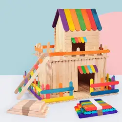 Цветной деревянные палочки для мороженого натуральный игрушки для детей ремесло и творчество и ремесленничество Детские деревянные