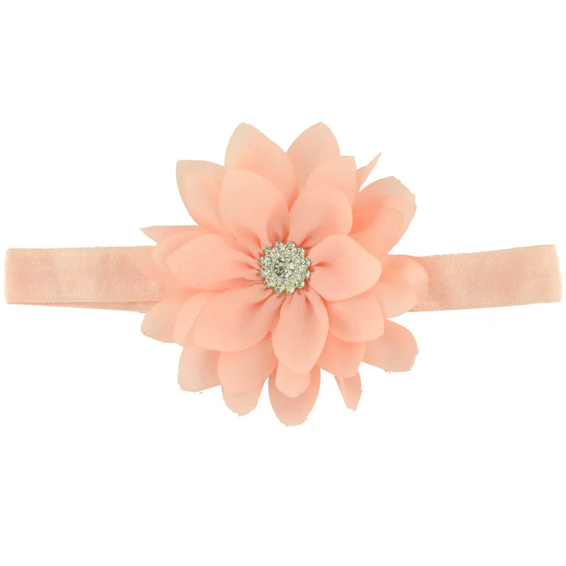 6pcs/lot 9 CM Solid Color Sharp Angle Chiffon Lotus Elastic Headband Fashion Flower Baby Girl Hairband Infant Clothing Ornaments accessoriesbaby eating  Baby Accessories