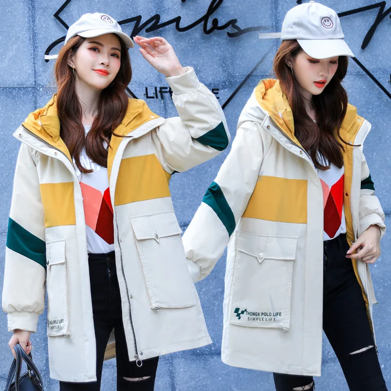 

2019 Winter New Style Korean-style Women's Mid-length Loose Thick Large Size Cotton Coat