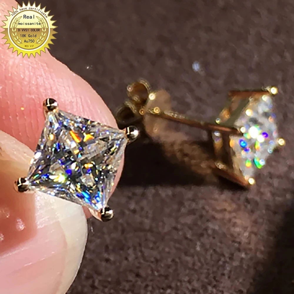 

Серьги-гвоздики из белого золота, 4 карата, с муассанитом