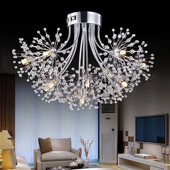 

Modern LED Crystal Ceiling Lamp Living Room Dining Room Bedroom Light Creative Cafe Club KTV Dandelion Light Free Shipping Metal