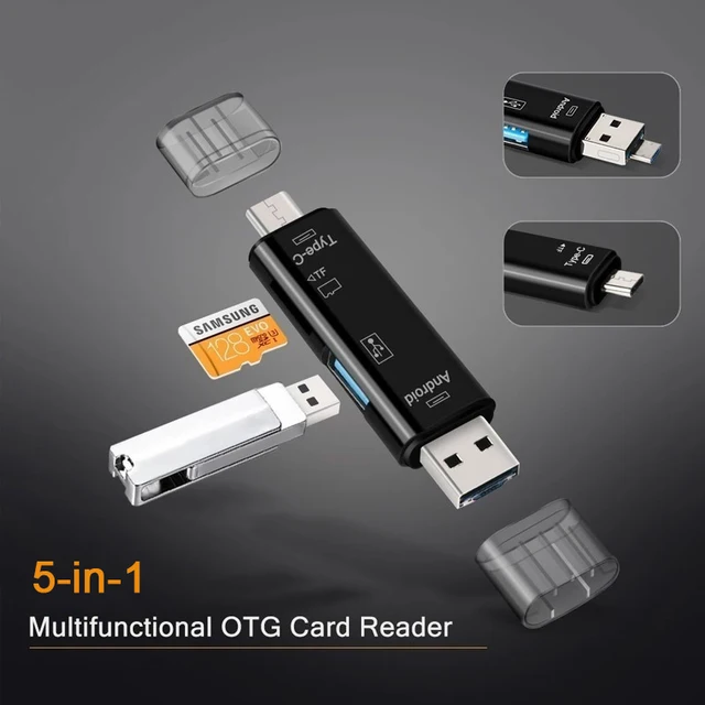 5 in 1 Multifunction Usb 3.0 Type C/Usb /Micro Usb/Tf Memory Card Reader OTG Card Reader Adapter Mobile Phone Accessories 5